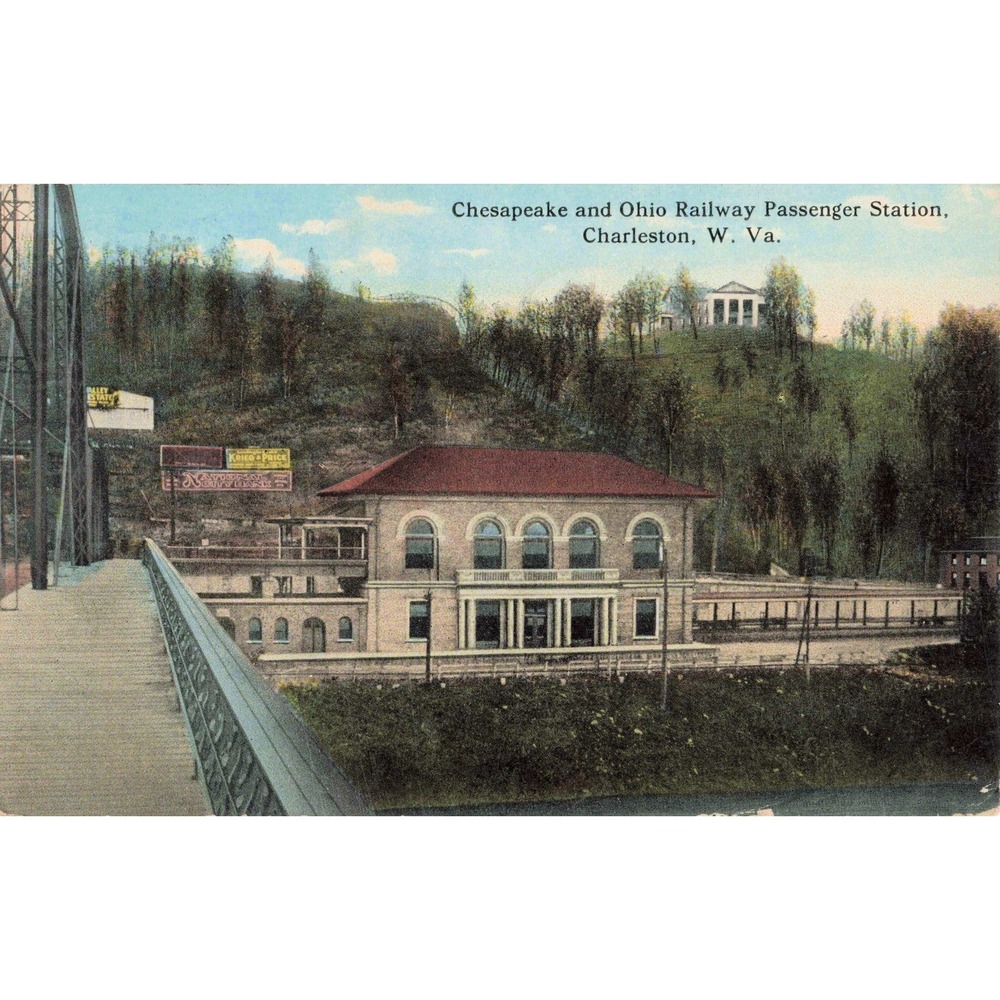 C&O Railway Depot Charleston West Virginia WV 1914 Postcard Divided Back - Picture 1 of 2
